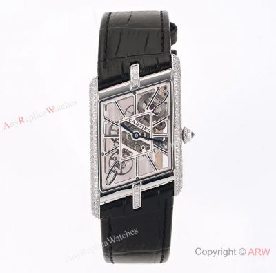 Swiss Replica Cartier Tank Skeleton 47.15mm Watch Diamond-set